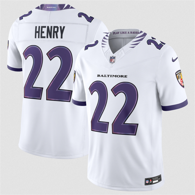 Men's Baltimore Ravens #22 Derrick Henry White 2026 F.U.S.E. Vapor Stitched Limited Football Jersey